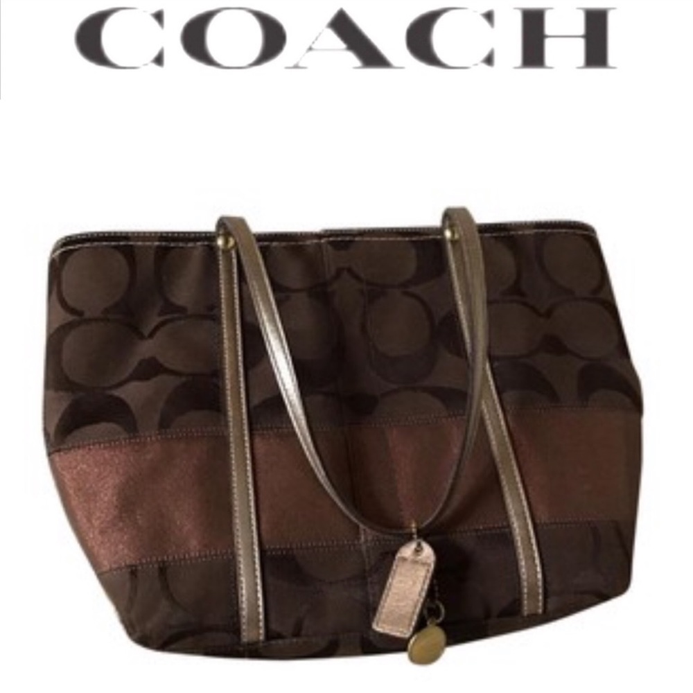 Coach rose gold monogram tote bag